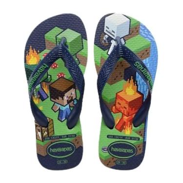 Imagem de Chinelo Havaianas Kids Minecraft Steve Alex Creepers Chama Blaze Adulto Infantil / 35/36 / Marinho