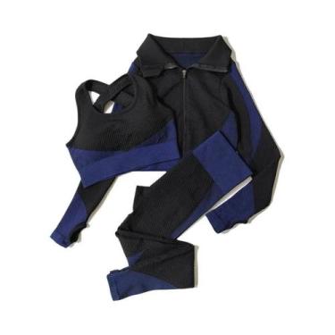 Imagem de Conjunto De Yoga Sem Costura Feminino 2/3 Peças Com Top Cropped De Man