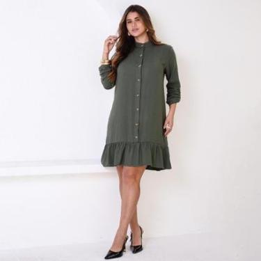 Imagem de Vestido Chemise Botões M/C BBonnie Rebeca Musgo Tamanho:G;Cor:;Genero:Feminino-Feminino