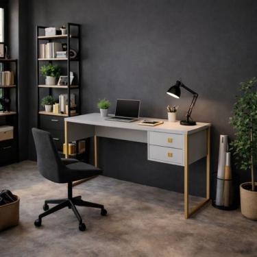 Imagem de Escrivaninha Industrial 2 Gavetas Escritório Estudo Quarto - LaCasaMia