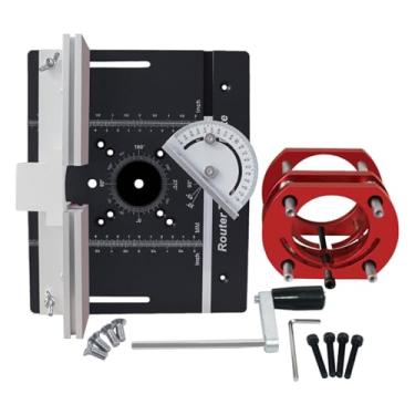 Imagem de KiBcsLic Conjunto de placa de inserção para mesa de tupia, bancadas de marcenaria com de elevação, base robusta com placa giratória para tupia, ideal