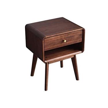 Imagem de Mesa de cabeceira de madeira maciça, simples, moderna, armário de cabeceira, resistente e