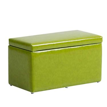 Imagem de Banqueta de armazenamento moderna banco de couro trocador de sapatos banco cais corredor sofá banco de armazenamento banco baixo banco de sapatos banco para sala de estar corredor (verde-grande)
