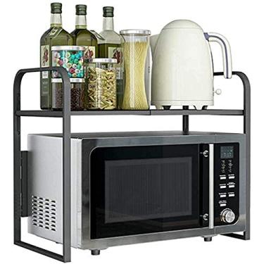 Imagem de U5GAAALPPQ9 Prateleira de cozinha de armazenamento embaixo da prateleira, multifunções, ajustável, para micro-ondas, multifunções, suporte de armazenamento multifunções montado no chão, montagem em