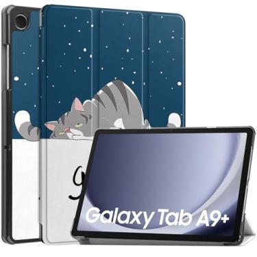 Imagem de Capa para Tablet Galaxy A9 SM-X110 SM-X115 plus X210 SM-X216 SM-X218 com -Up Function Protetora Tripla Dobrável Fechamento Ultra Fino e Leve