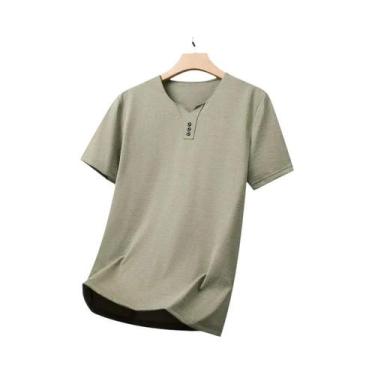 Imagem de Camiseta Masculina Casual De Negócios Com Decote Em V E Manga Curta, 3