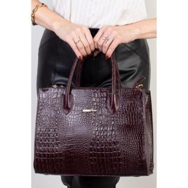 Imagem de Bolsa de couro croco estruturada Valéria-Feminino