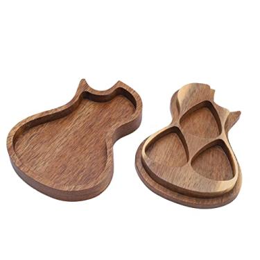 Imagem de aqxreight Caixa de Palheta para Guitarra, Suporte de Armazenamento de Madeira, Presente para Músicos, Acessórios Práticos para Guitarristas e Amantes de Música