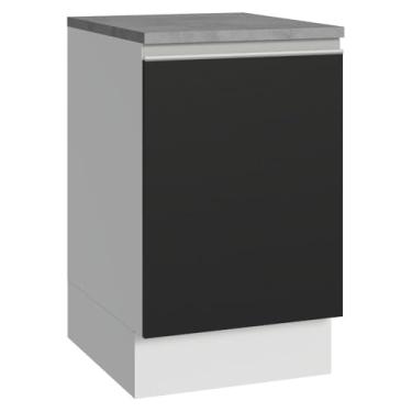 Imagem de Balcão de Cozinha 50cm 1 Porta Branco/preto Glamy Madesa