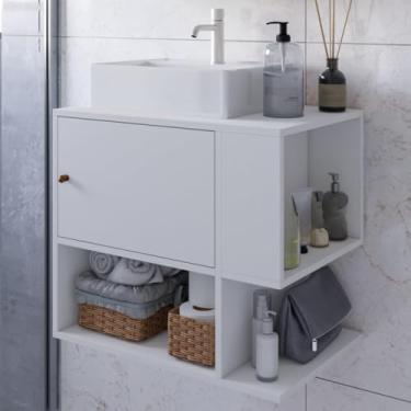 Imagem de Armário Balcão Gabinete Banheiro Organizador Multiuso Suspenso Beauty (branco)