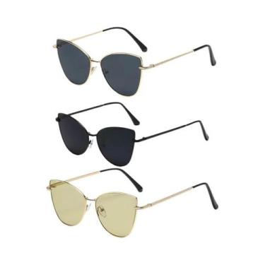 Imagem de Óculos De Sol Femininos Retrô Em Metal Estilo Gato UV400 Moda Europeia