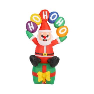 Imagem de Caixa De Presente Inflável Do Papai Noel Com Luz LED De 5.91FT, Decora
