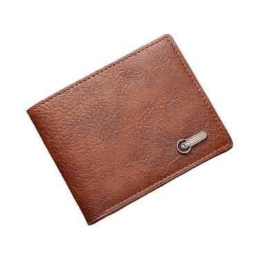 Imagem de Carteira Clássica Vintage Masculina Em Couro PU Com Porta Moedas E Por