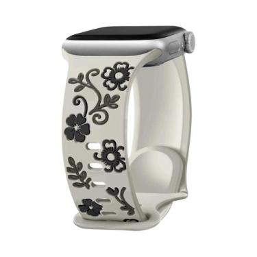 Imagem de Pulseira De Silicone Gravada Para Apple Watch 42mm 40mm 44mm Compatíve