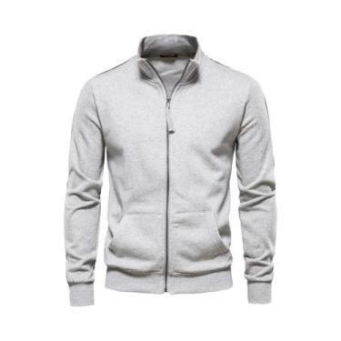 Imagem de Jaqueta Cardigã Esportiva Casual Masculina Com Zíper Em Mistura De Alg