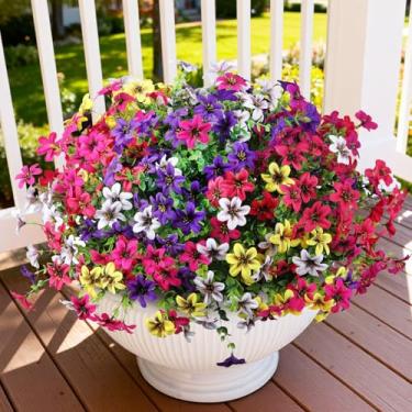 Imagem de Flores artificiais para decoração de primavera de flores artificiais ao ar livre, 12 pacotes de plantas falsas, margarida de seda, resistente a raios UV, realistas, para varanda externa, pátio