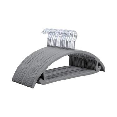 Imagem de Cabides De Plástico Flocados Pretos, Bege E Cinza (10/20 Peças) - Resi