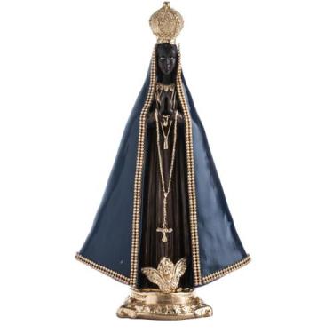 Imagem de Nossa Senhora Aparecida 30cm - Gesso Resinado Manto Strass - Minha Dev
