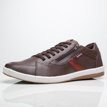 Imagem de Tenis Masculino em Couro Bovino Com Zíper Lateral Solado Costurado em Material Ultra Macio-Masculino