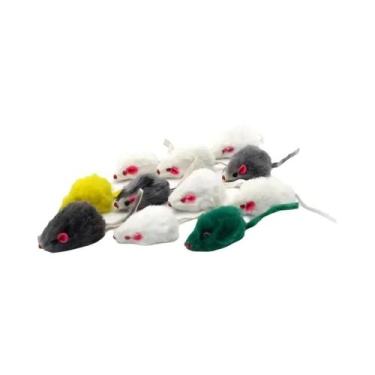 Imagem de Brinquedo De Gato De Pelúcia De Coelho Com Pena Arco-Íris Para Gatos E