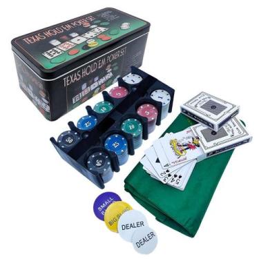Imagem de Jogo De Poker Profissional 200 Fichas Numeradas 2 Baralhos 1 Toalha Re