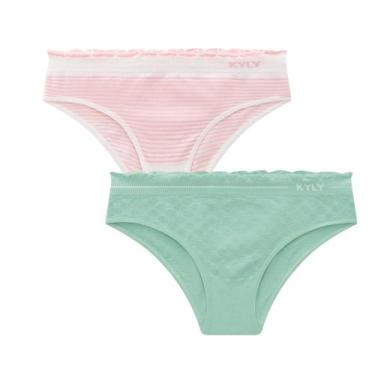 Imagem de Kit 2 Calcinhas Kyly Infantil Juvenil Menina em Microfibra, GG, Rosa, 