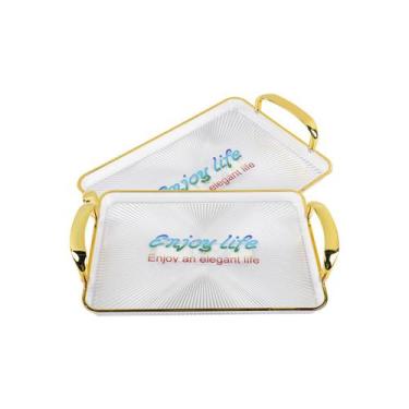 Imagem de Kit 2 Bandeja 32cm Acrílico Multiuso Café Bebida Alças Chá Mesa Decora