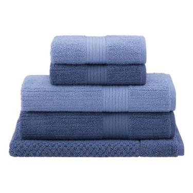 Imagem de Jogo De Toalha Banho Gigante 5pcs Canelada Buddemeyer, Azul - Azul Esc