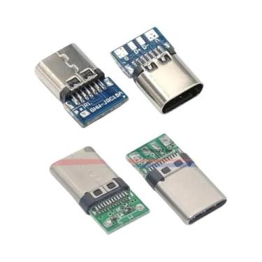 Imagem de Conector USB 3.1 Tipo-C De 24 Pinos Macho E Fêmea Para Placa PCB - 10 