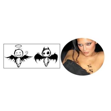 Imagem de Tatuagem temporária gótica dark death anjo caído hallowen - 3i