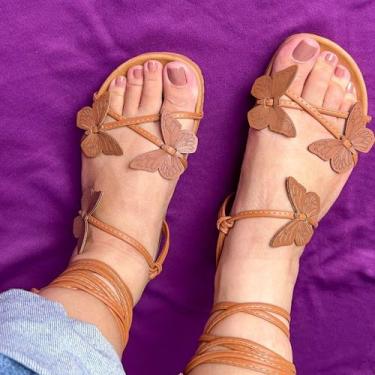 Imagem de Sandália feminina Papete Borboleta Amarração  Blogueira Lançamento Ofe