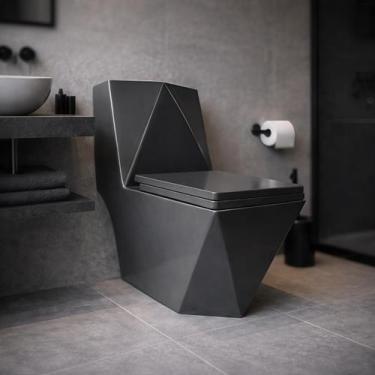 Imagem de Vaso Sanitário Monobloco Caixa Acoplada Privada Monaco Cinza - STILLUS