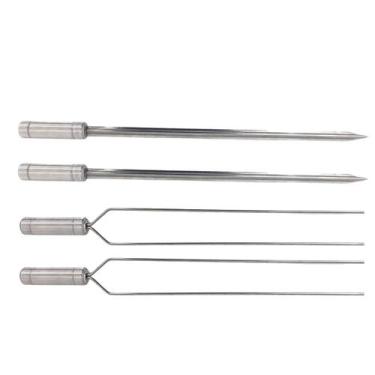 Imagem de 4x Espetos Inox Lâmina 50cm Espada e Duplo P/ Churrasqueira - LAURINDO
