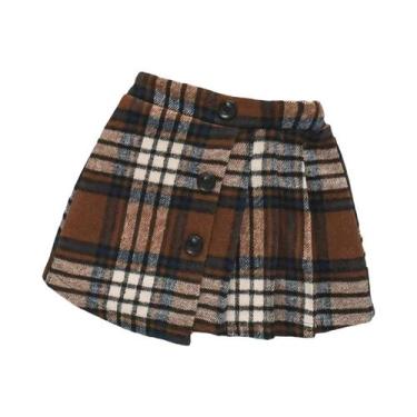 Imagem de Saia Xadrez Para Bebê Recém-Nascida Com Botões Justos E Patchwork Irre