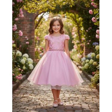 Imagem de Vestido Juvenil Princesa Bordado Casamento Batizado Curto - Algodão Do