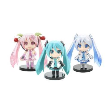 Imagem de Figura Toy Hatsune Miku, 3 peças, coleção, PVC, 10 cm - Yiweisai