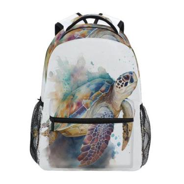 Imagem de Mochila ALAZA Watercolor Sea Turtle Blue Ocean para crianças