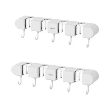 Imagem de Suporte De Parede Para Vassouras E Rodos Com Ganchos, Sem Furos, Organ