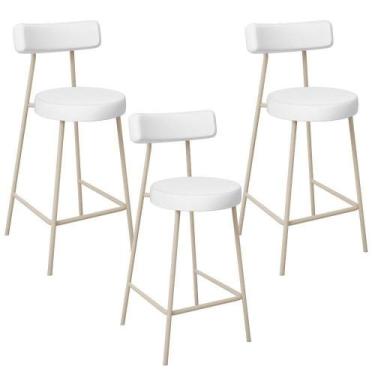 Imagem de Kit 03 Banquetas Baixa Cozinha Sala Jantar Bancada Milão Arena L02 Fac