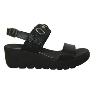 Imagem de Sandália Anabela Casual Feminino Moleca 5536.110 Preto-Feminino