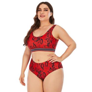 Imagem de Biquíni feminino plus size split tipo franzido para controle de barrig