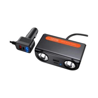 Imagem de Adaptador Carregador Veicular 9 Em 1 228W PD Com 3 Tomadas Divisor De 