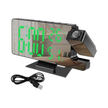 Imagem de Relógio Despertador Digital LED De Grande Tela Com Projetor Rotativo P