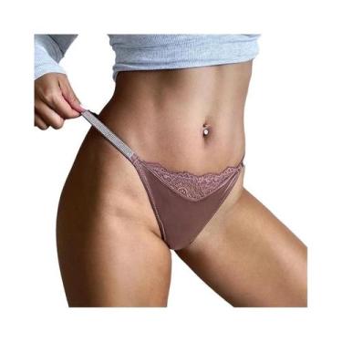 Imagem de Calcinha G String Sexy Com Renda E Strass Transparente Para Mulheres -