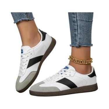 Imagem de Tênis Casuais Femininos Antiderrapantes Com Cadarço, Cano Baixo, Leves