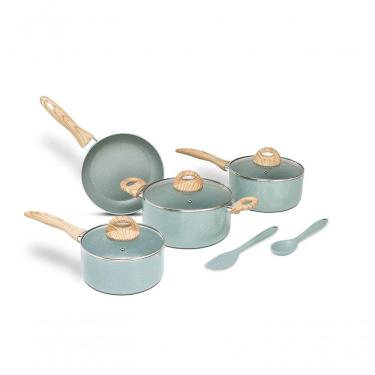 Imagem de Jogo De Panelas Antiaderentes 6 Peças Indução Ceramic Life Botanika Brinox - Verde Verde