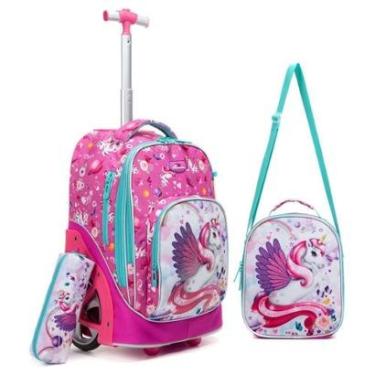 Imagem de Kit Escolar Mochila Lancheira Estojo Menina Menino Rodinha-Unissex