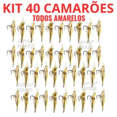 Imagem de Iscas Artificial camarão De Silicone Com Anzol Kit 40 ou 20 unidades d