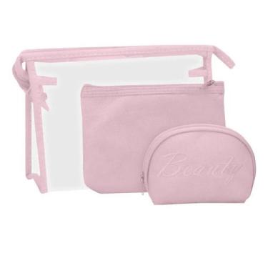Imagem de Kit 03 Necessaire Bolsa Organizador de Mala Viagem Maquiagem - Unica, 