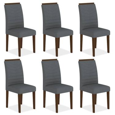 Imagem de Kit 6 Cadeiras Estofadas Lima Imbuia/cinza - Móveis Arapongas